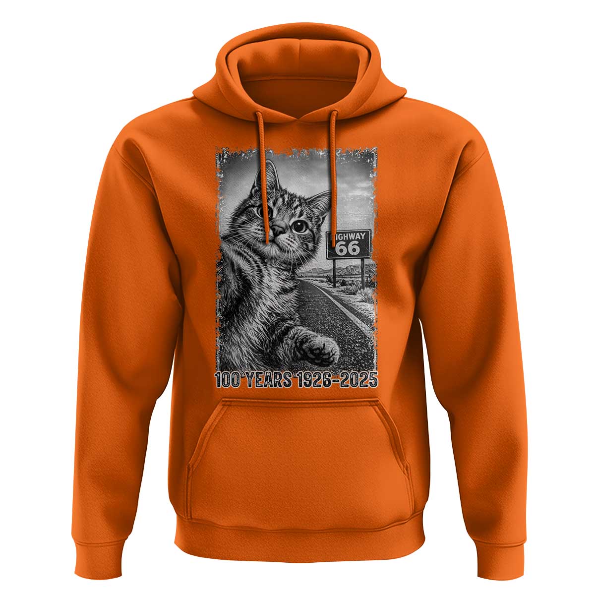 Funny Road Trip Cat Selfie with Highway 66 Hoodie Centennial 1926-2026 Historic Highway Humor