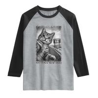 Funny Road Trip Cat Selfie with Highway 66 Raglan Shirt Centennial 1926-2026 Historic Highway Humor