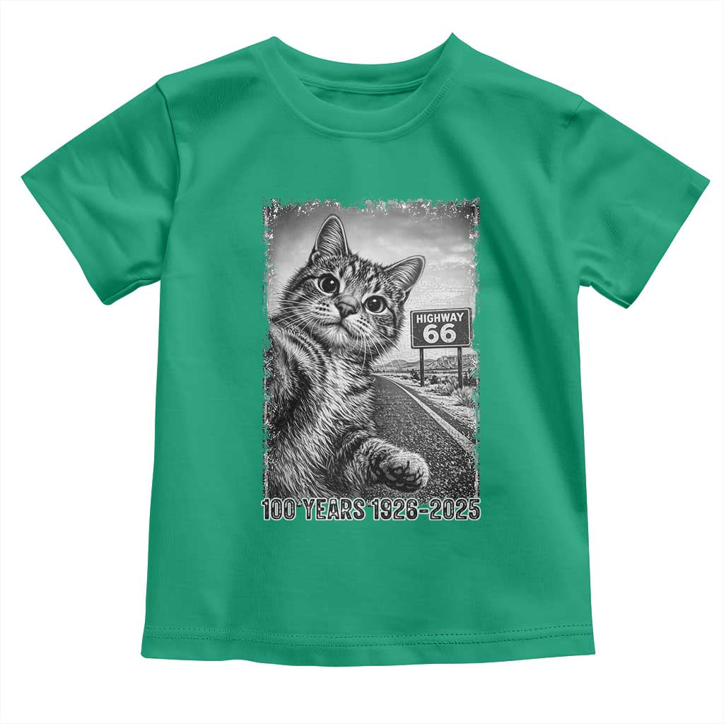 Funny Road Trip Cat Selfie with Highway 66 Toddler T Shirt Centennial 1926-2026 Historic Highway Humor