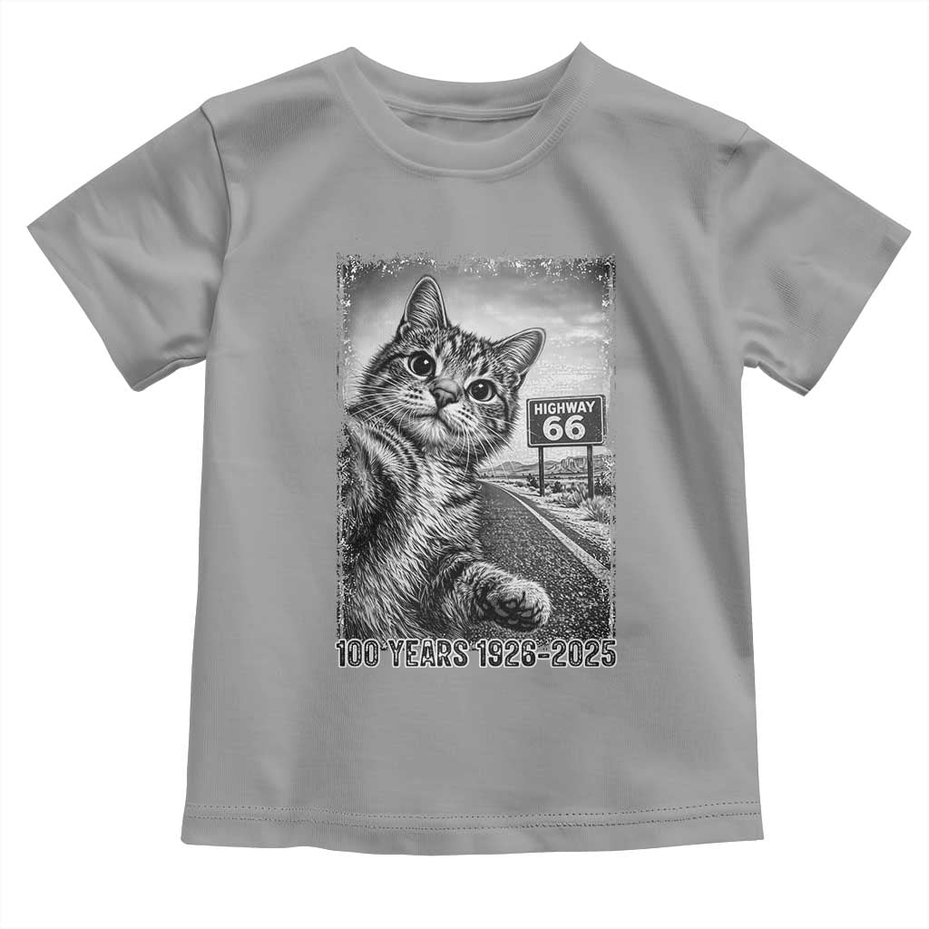Funny Road Trip Cat Selfie with Highway 66 Toddler T Shirt Centennial 1926-2026 Historic Highway Humor