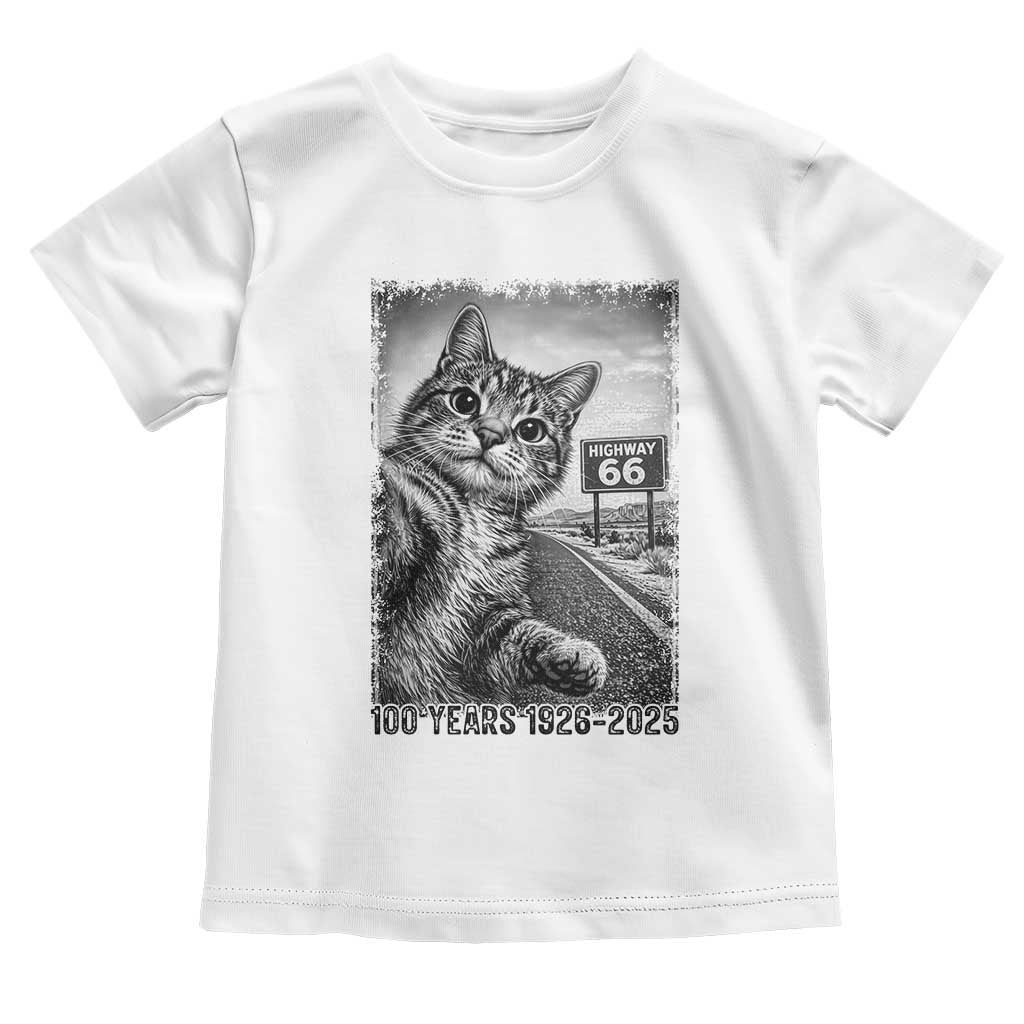 Funny Road Trip Cat Selfie with Highway 66 Toddler T Shirt Centennial 1926-2026 Historic Highway Humor
