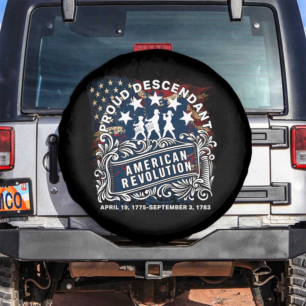 Proud Descendant American Revolution Spare Tire Cover 1775 to 1783 Patriotic Heritage - Wonder Print Shop