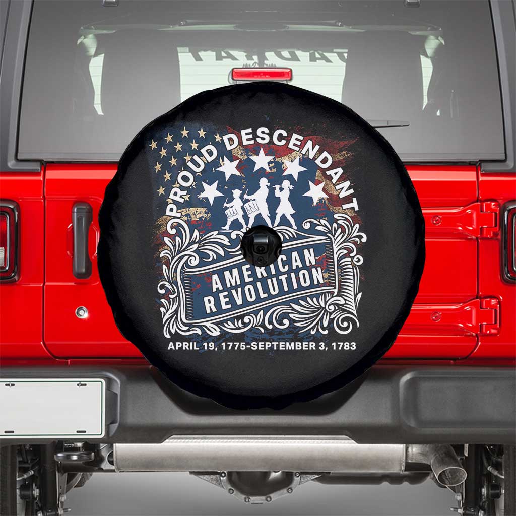 Proud Descendant American Revolution Spare Tire Cover 1775 to 1783 Patriotic Heritage - Wonder Print Shop