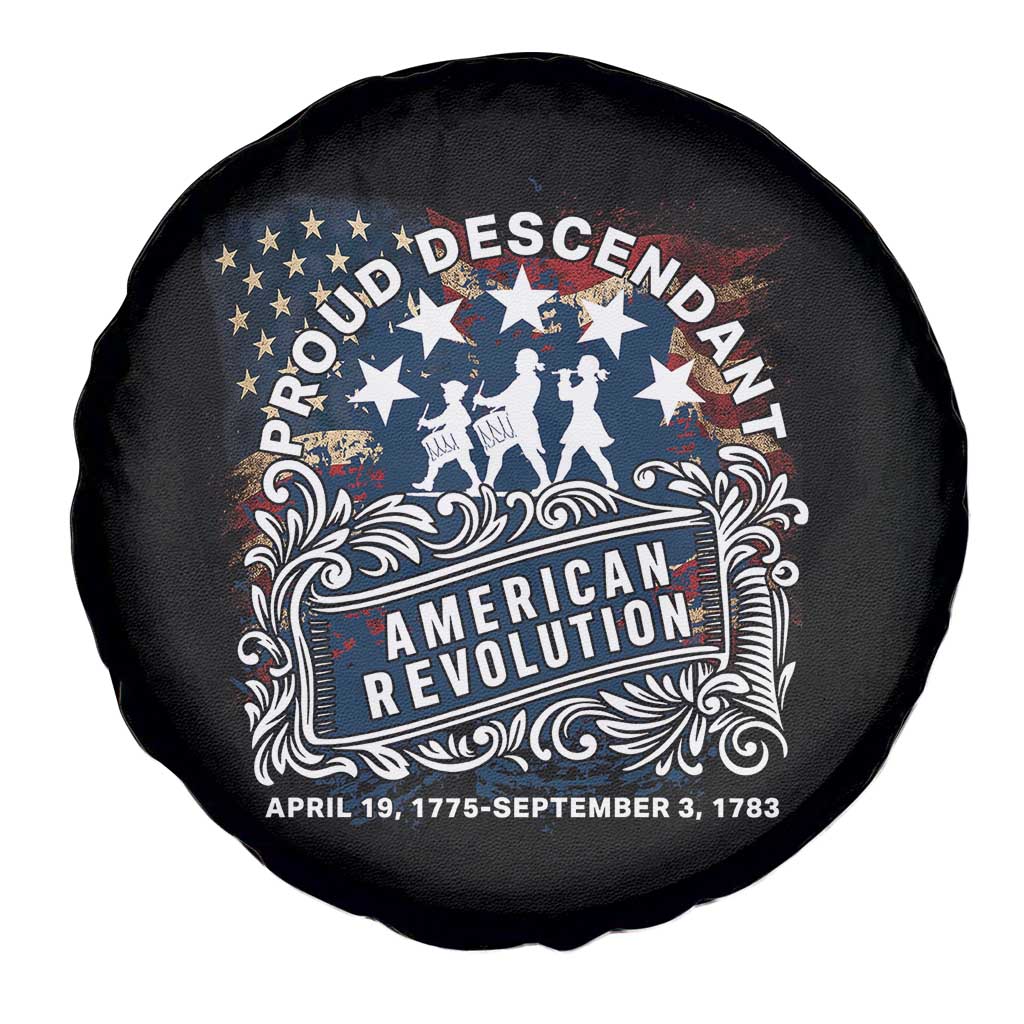 Proud Descendant American Revolution Spare Tire Cover 1775 to 1783 Patriotic Heritage - Wonder Print Shop