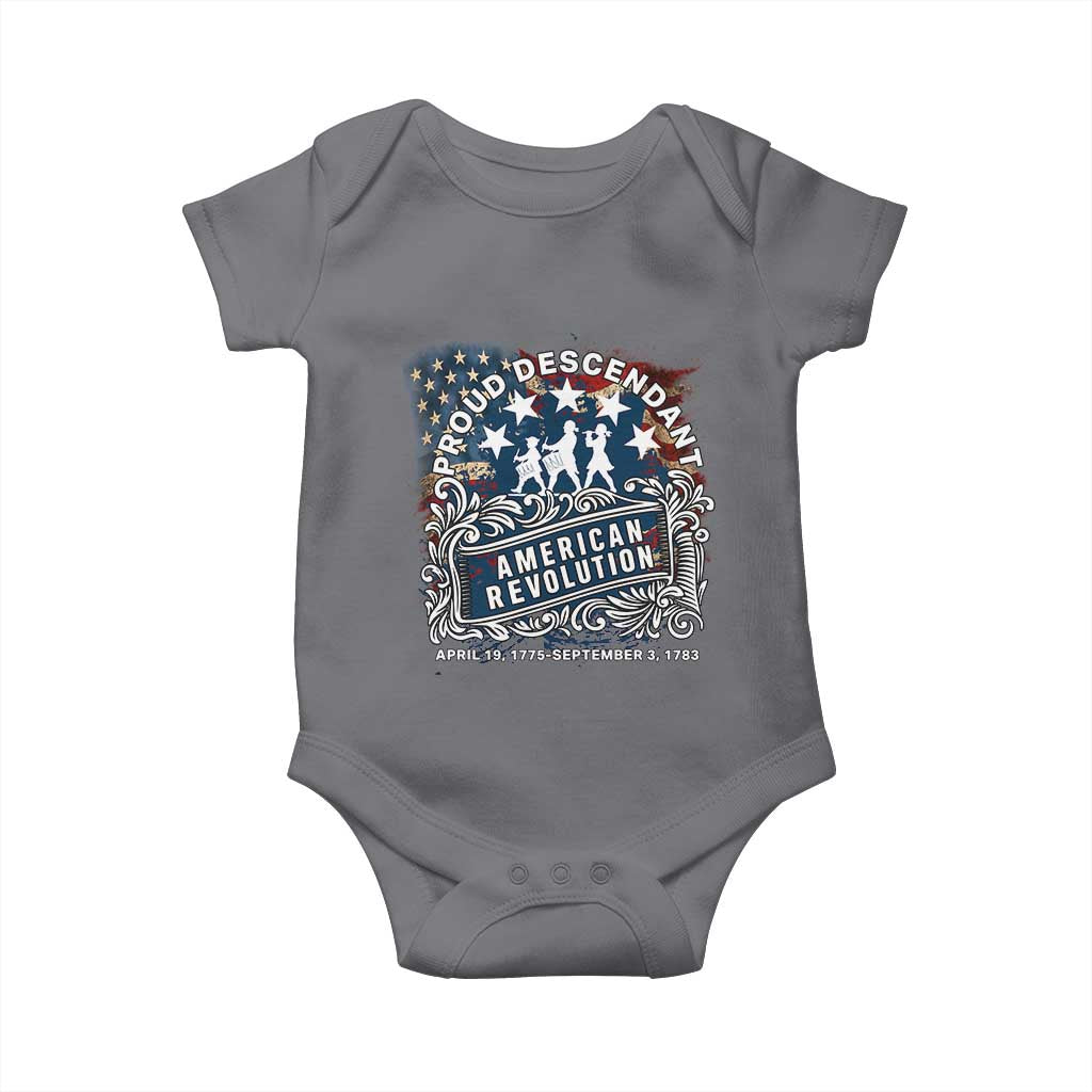 Proud Descendant American Revolution Baby Onesie 1775 to 1783 Patriotic Heritage - Wonder Print Shop