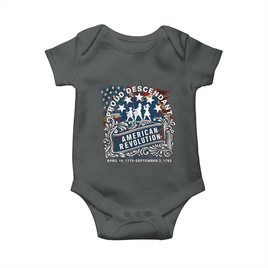 Proud Descendant American Revolution Baby Onesie 1775 to 1783 Patriotic Heritage - Wonder Print Shop