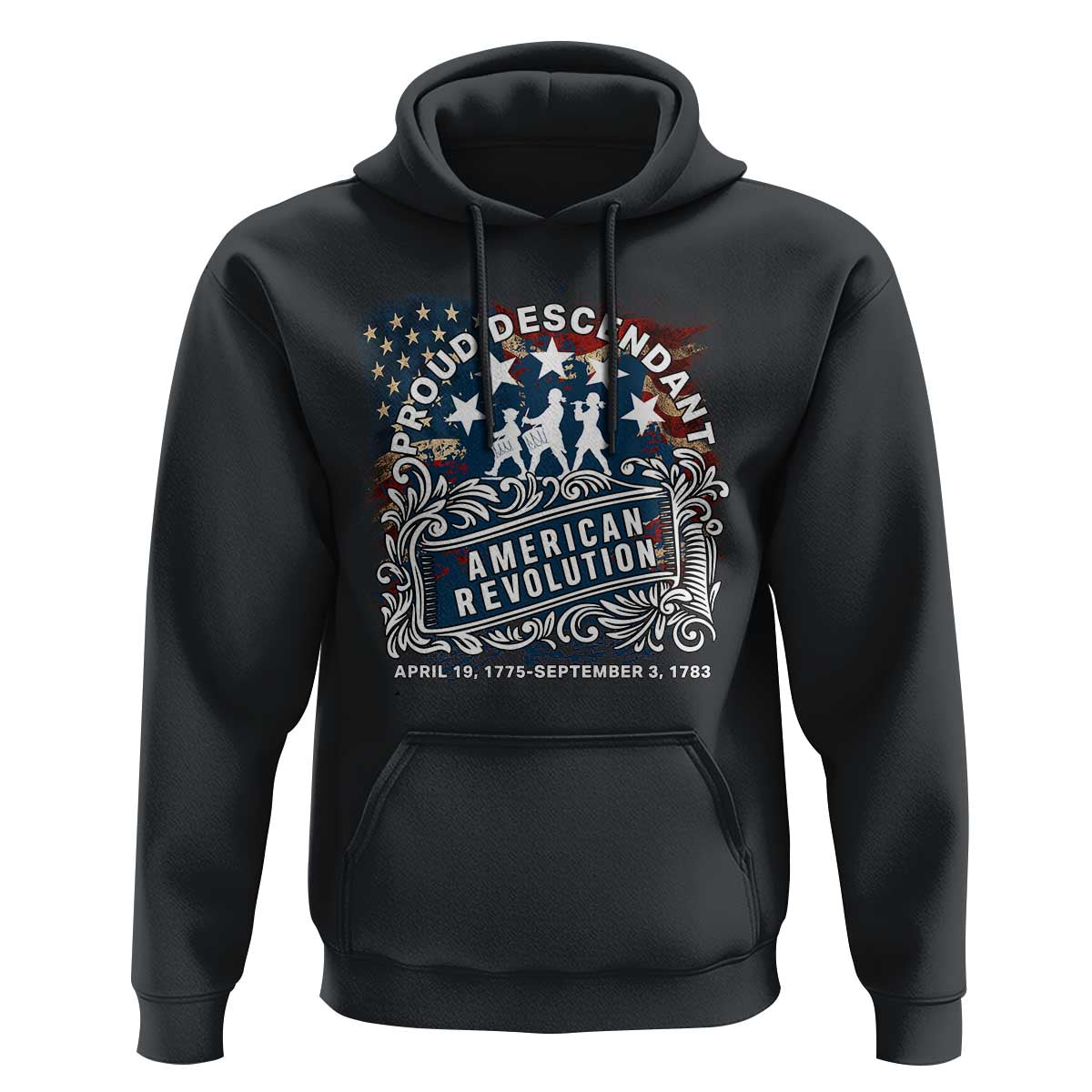 Proud Descendant American Revolution Hoodie 1775 to 1783 Patriotic Heritage - Wonder Print Shop