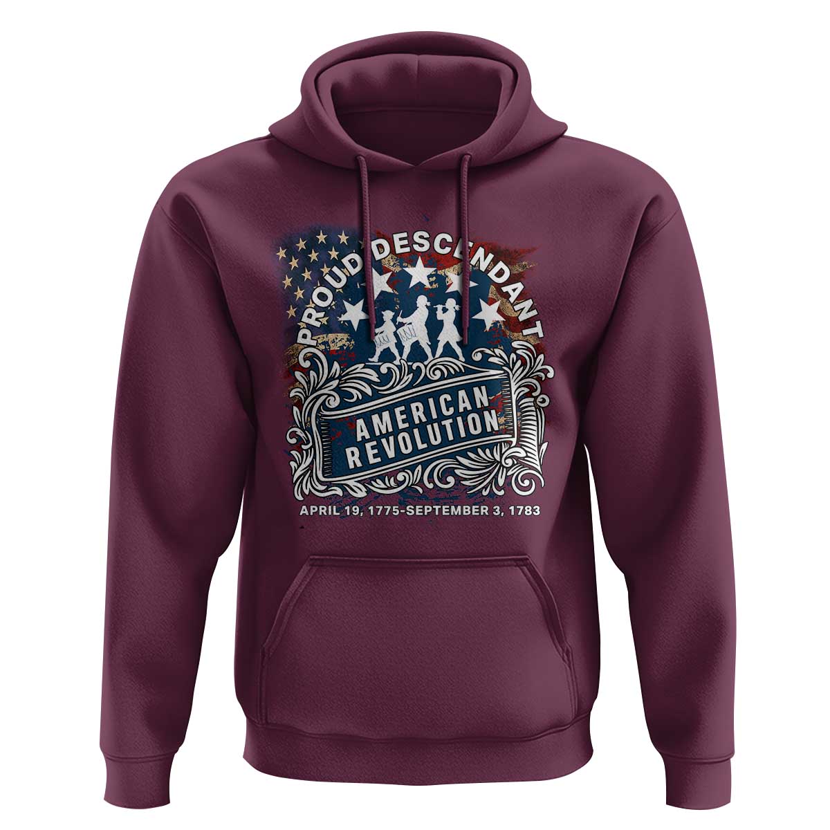 Proud Descendant American Revolution Hoodie 1775 to 1783 Patriotic Heritage - Wonder Print Shop