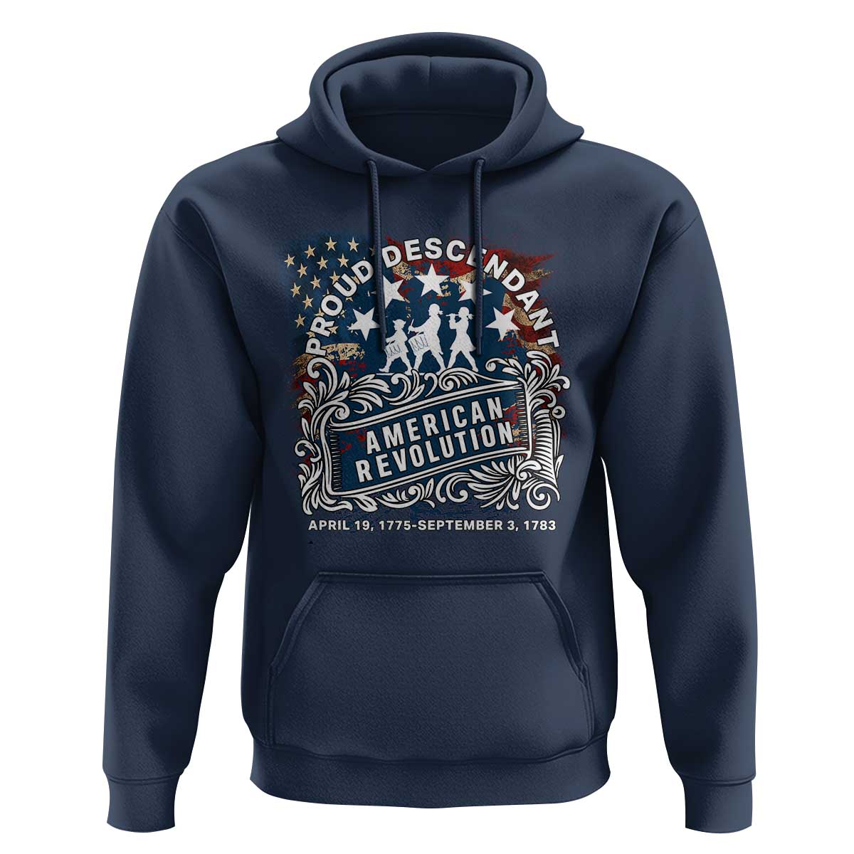 Proud Descendant American Revolution Hoodie 1775 to 1783 Patriotic Heritage - Wonder Print Shop