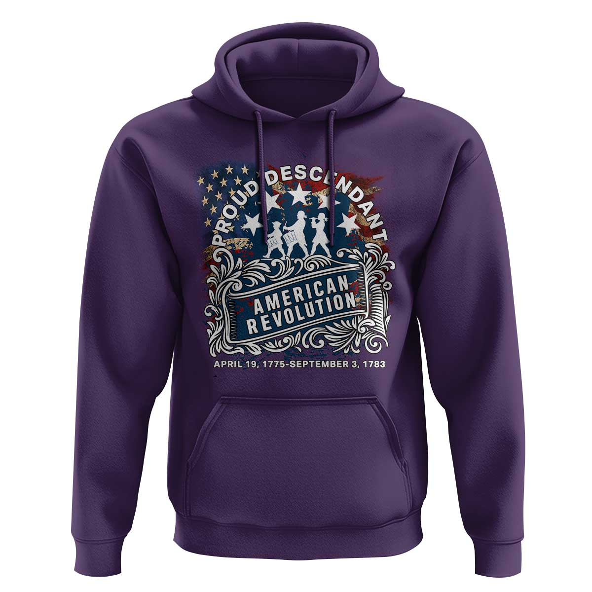 Proud Descendant American Revolution Hoodie 1775 to 1783 Patriotic Heritage - Wonder Print Shop