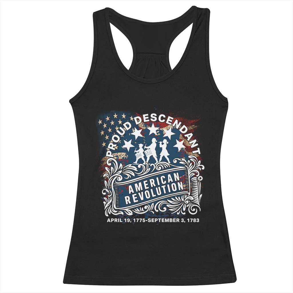 Proud Descendant American Revolution Racerback Tank Top 1775 to 1783 Patriotic Heritage - Wonder Print Shop