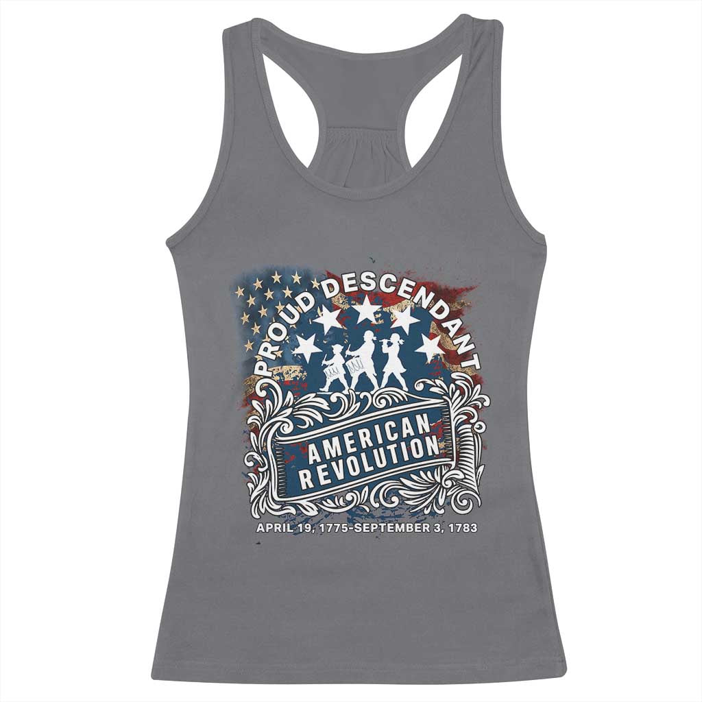 Proud Descendant American Revolution Racerback Tank Top 1775 to 1783 Patriotic Heritage - Wonder Print Shop