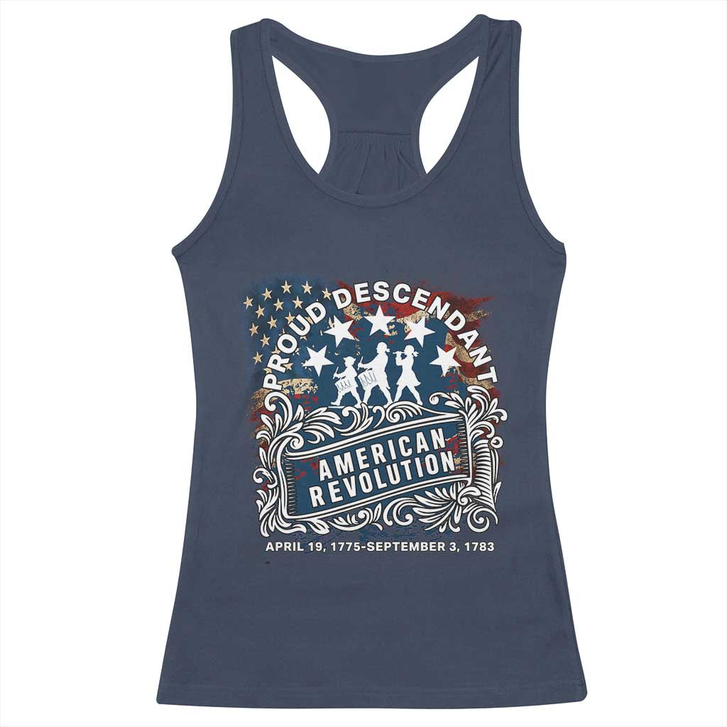 Proud Descendant American Revolution Racerback Tank Top 1775 to 1783 Patriotic Heritage - Wonder Print Shop