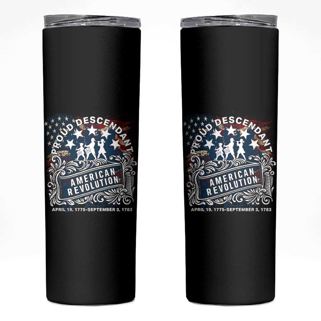 Proud Descendant American Revolution Skinny Tumbler 1775 to 1783 Patriotic Heritage - Wonder Print Shop
