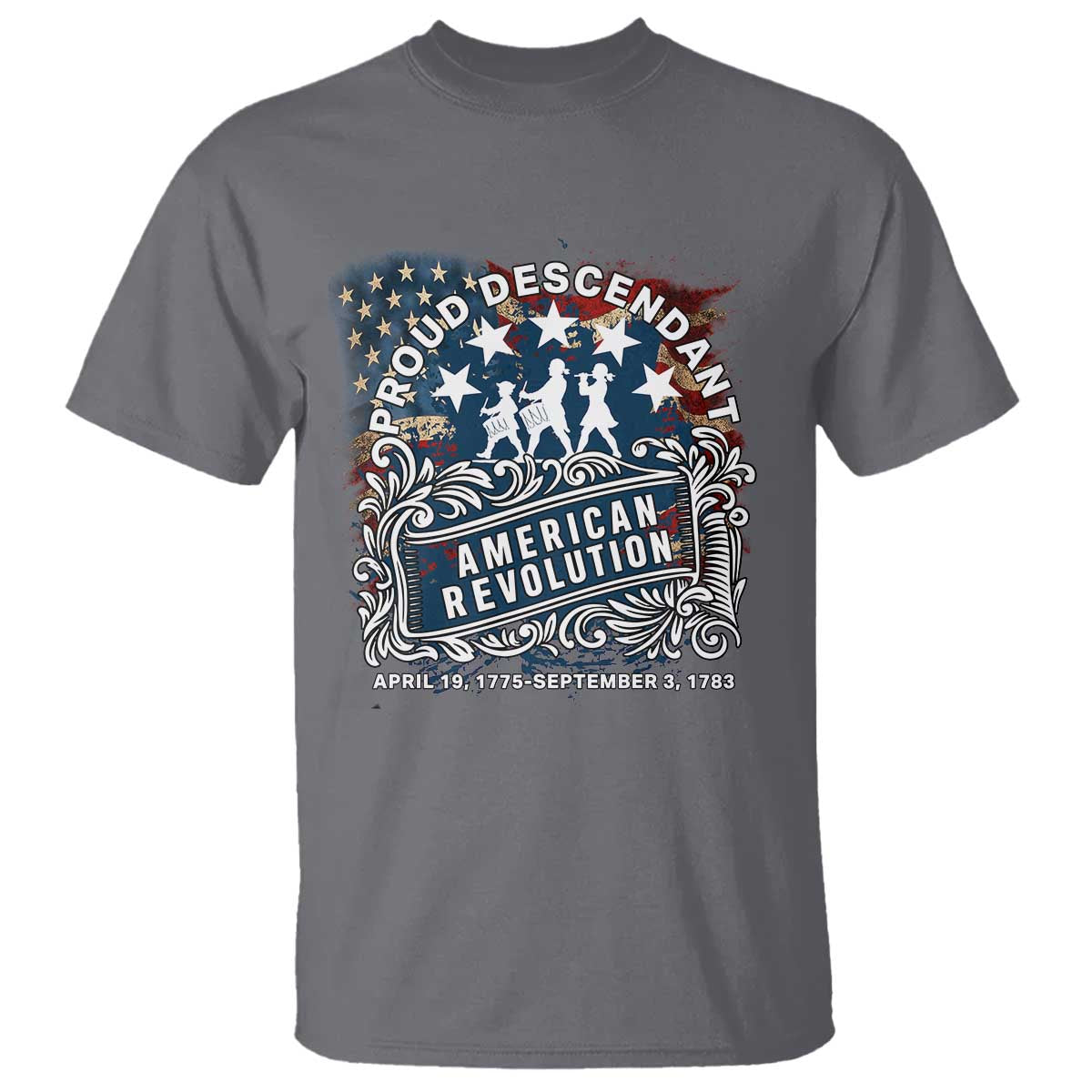 Proud Descendant American Revolution T Shirt 1775 to 1783 Patriotic Heritage - Wonder Print Shop