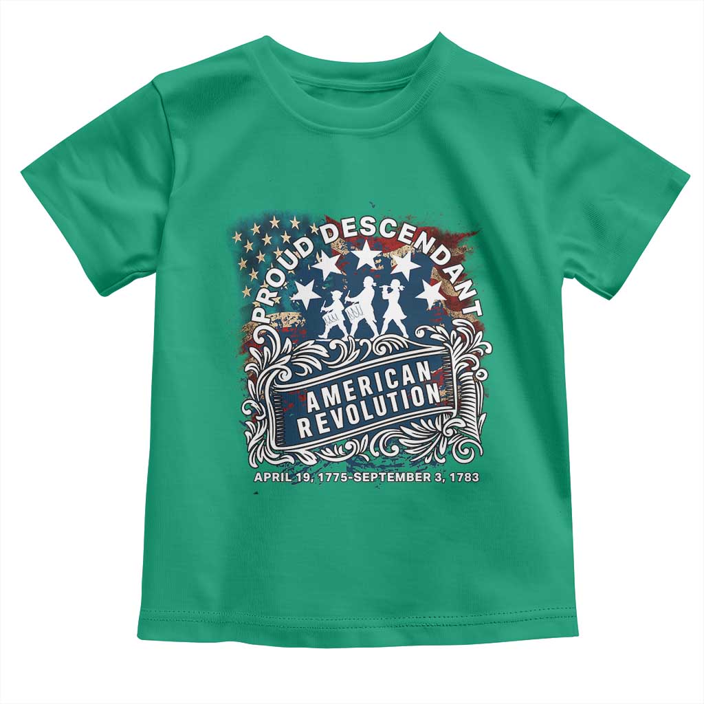Proud Descendant American Revolution Toddler T Shirt 1775 to 1783 Patriotic Heritage - Wonder Print Shop