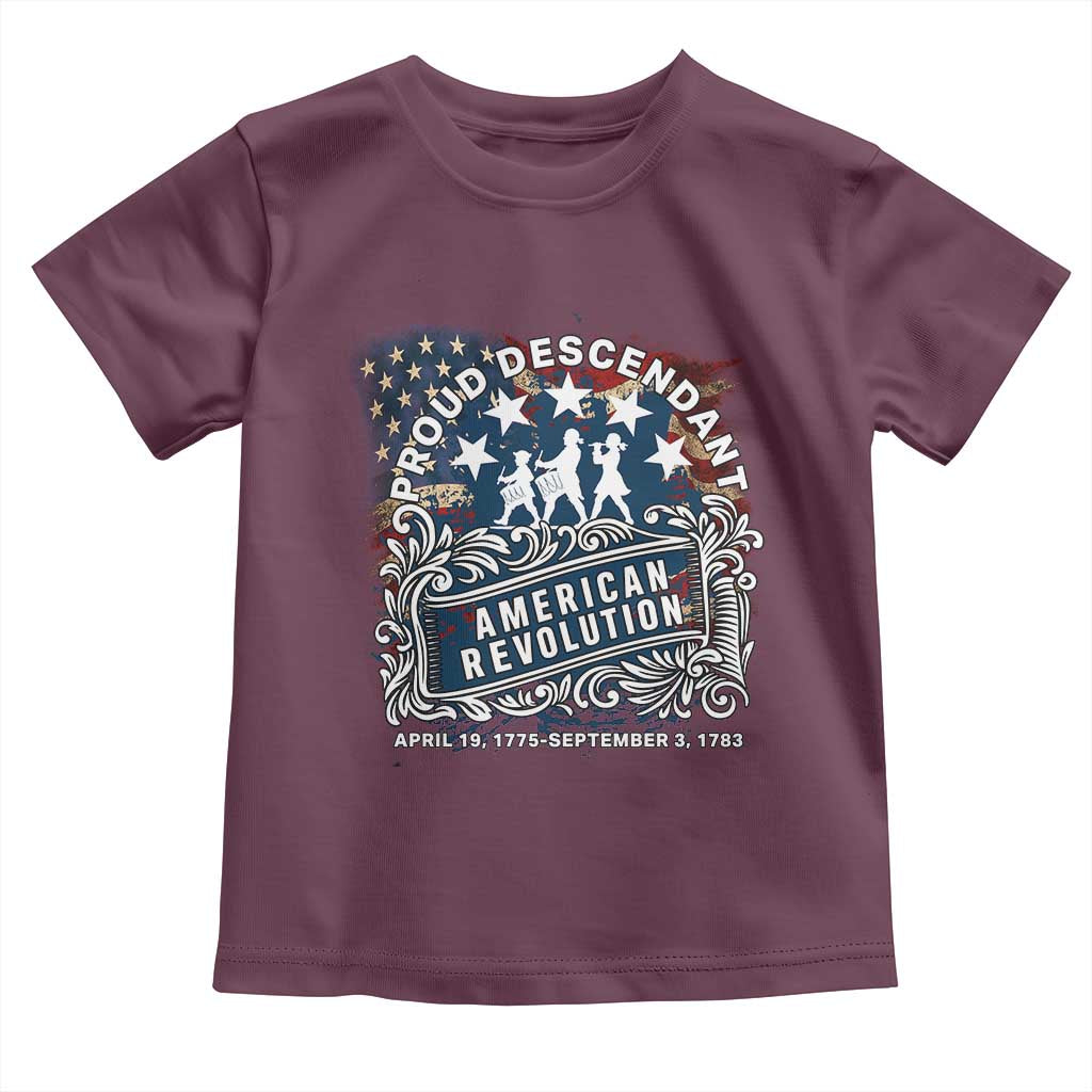 Proud Descendant American Revolution Toddler T Shirt 1775 to 1783 Patriotic Heritage - Wonder Print Shop