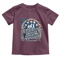 Proud Descendant American Revolution Toddler T Shirt 1775 to 1783 Patriotic Heritage - Wonder Print Shop
