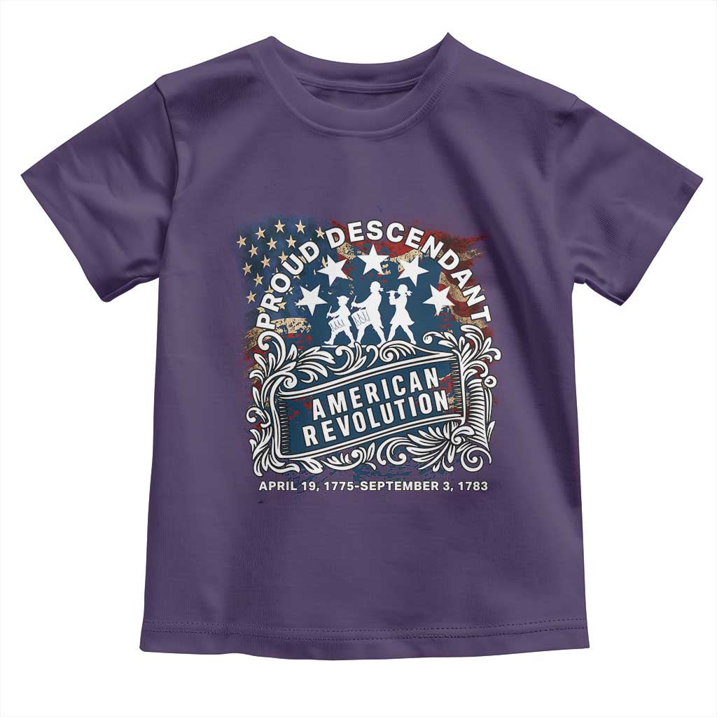 Proud Descendant American Revolution Toddler T Shirt 1775 to 1783 Patriotic Heritage - Wonder Print Shop