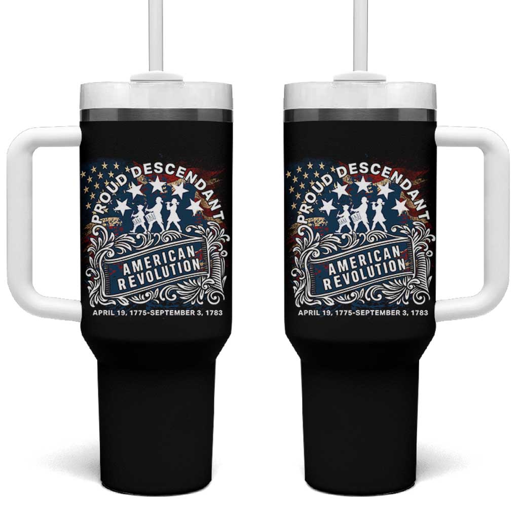 Proud Descendant American Revolution Tumbler With Handle 1775 to 1783 Patriotic Heritage - Wonder Print Shop