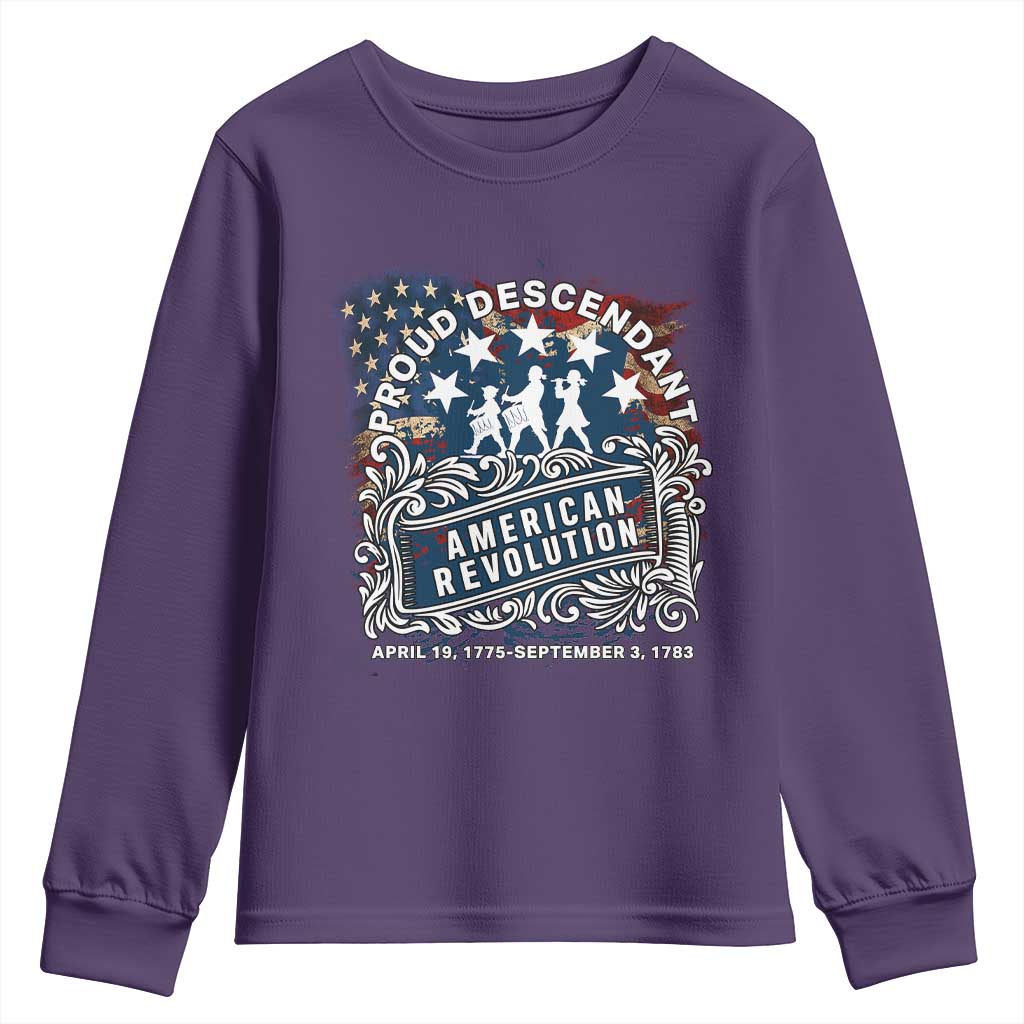Proud Descendant American Revolution Youth Sweatshirt 1775 to 1783 Patriotic Heritage - Wonder Print Shop
