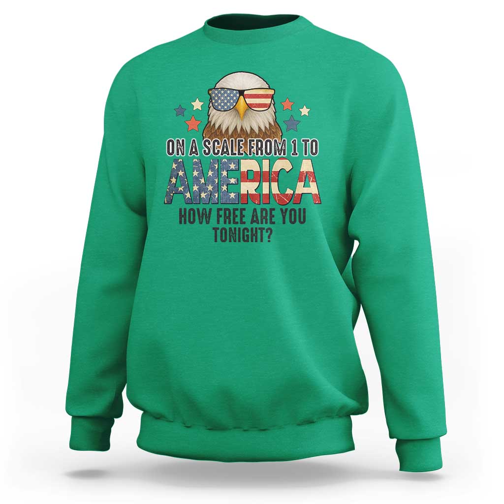 Patriotic Bald Eagle Sweatshirt How Free Are You Tonight 4th of July