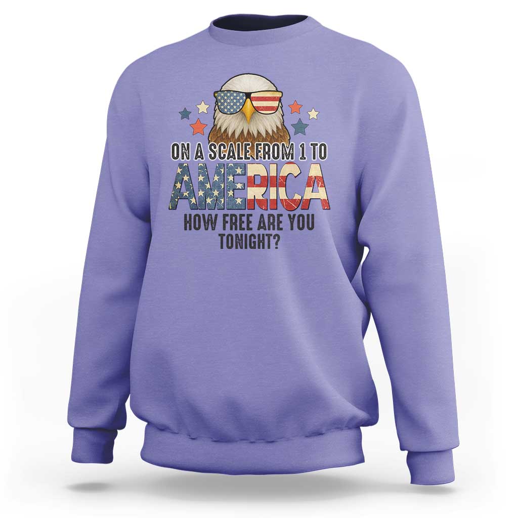 Patriotic Bald Eagle Sweatshirt How Free Are You Tonight 4th of July