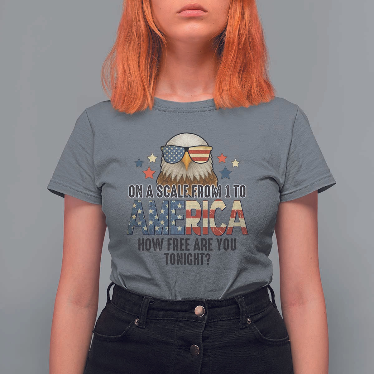 Patriotic Bald Eagle T Shirt For Women How Free Are You Tonight 4th of July