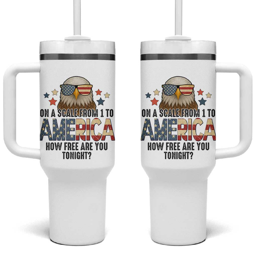 Patriotic Bald Eagle Tumbler With Handle How Free Are You Tonight 4th of July