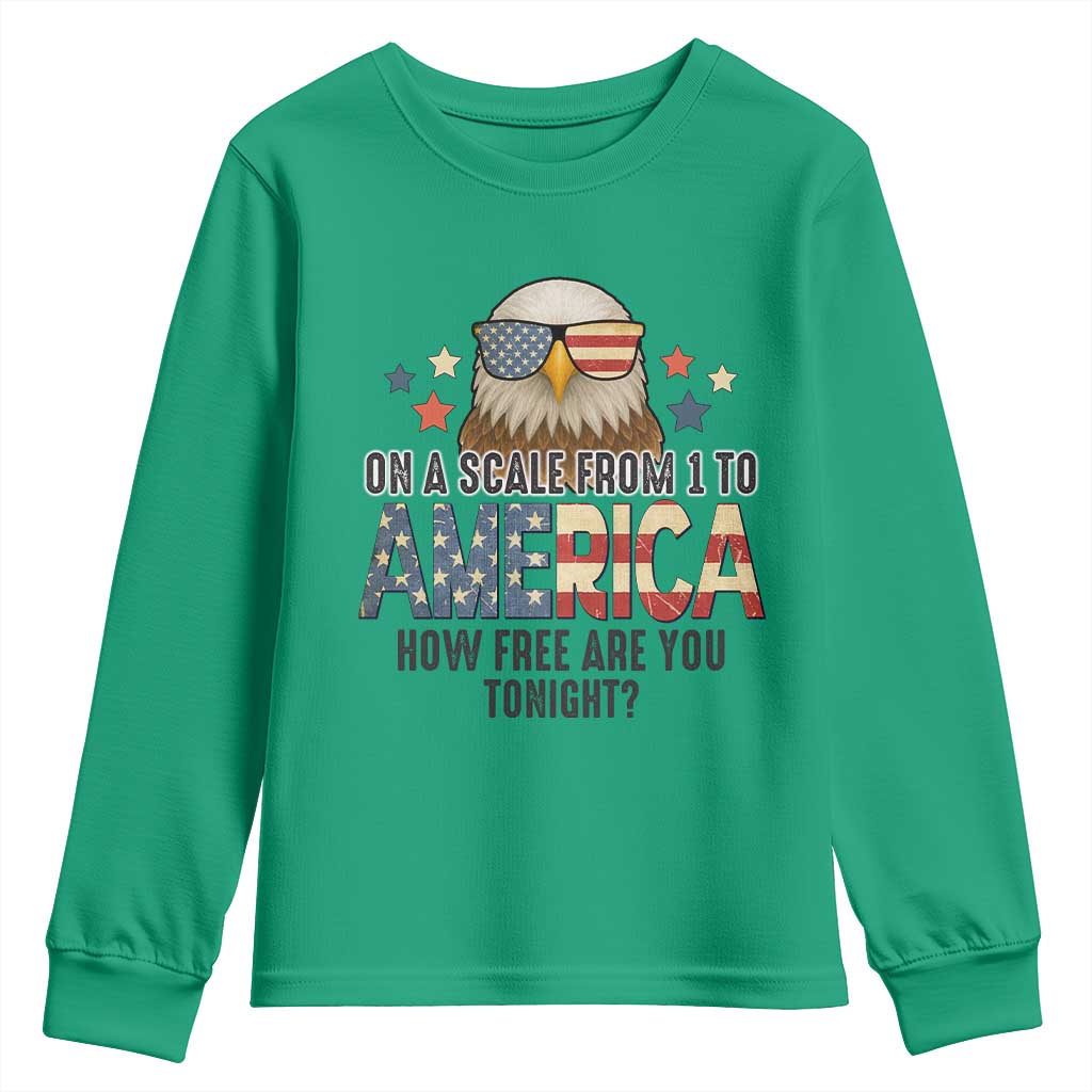 Patriotic Bald Eagle Youth Sweatshirt How Free Are You Tonight 4th of July