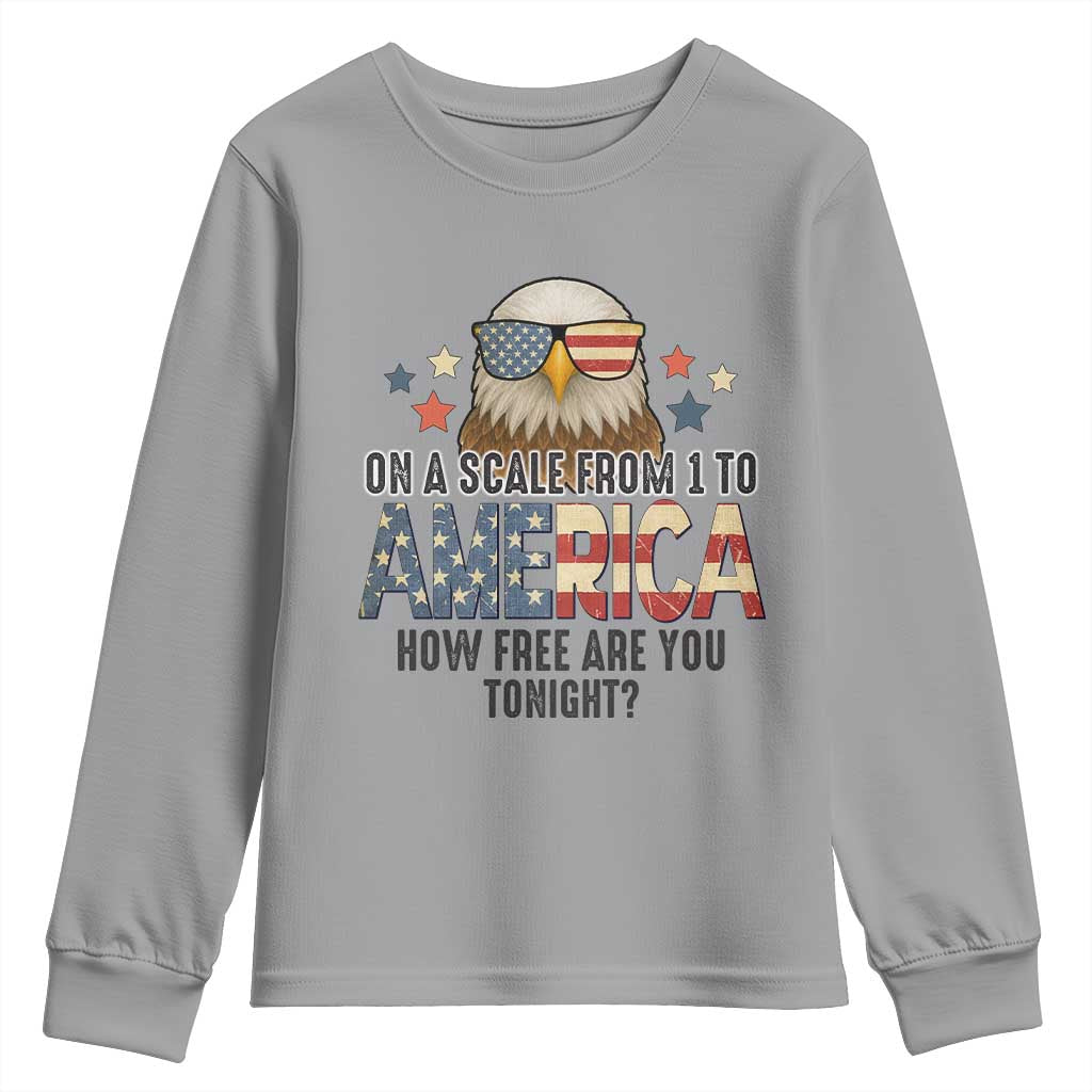 Patriotic Bald Eagle Youth Sweatshirt How Free Are You Tonight 4th of July