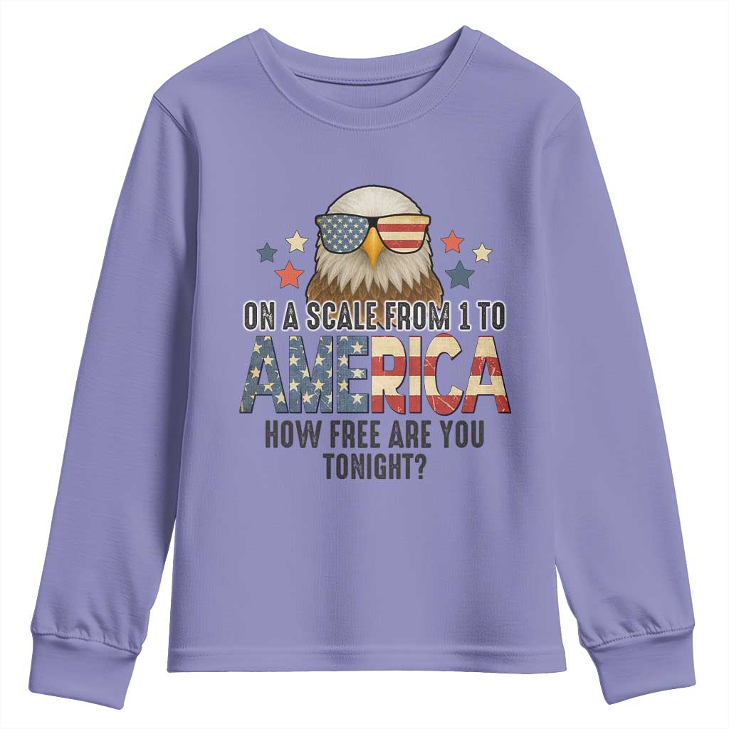 Patriotic Bald Eagle Youth Sweatshirt How Free Are You Tonight 4th of July