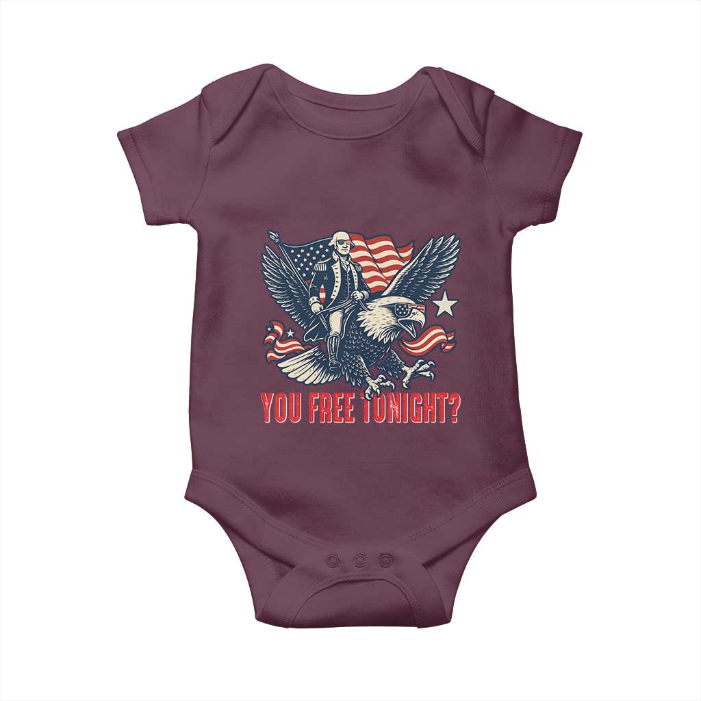 George Washington Rides Bald Eagle Baby Onesie You Free Tonight Patriotic 4th of July