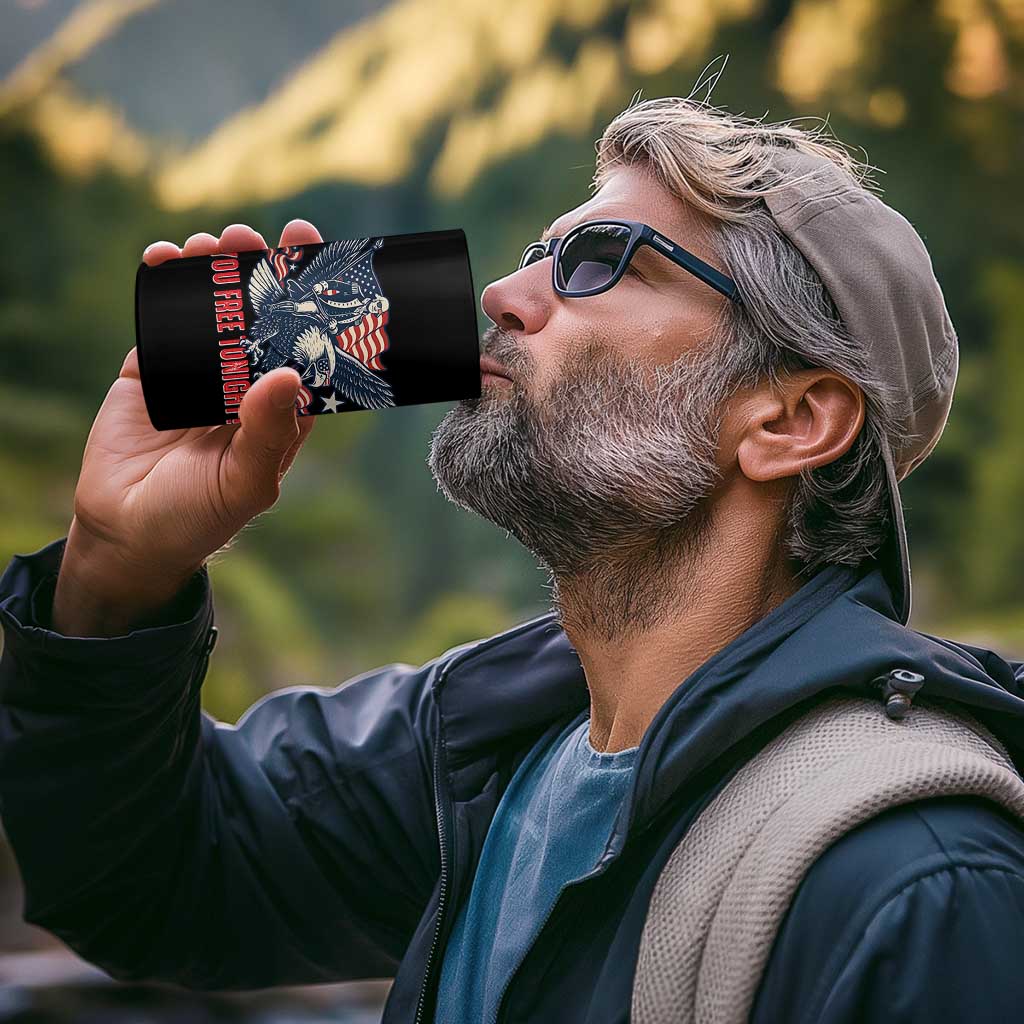 George Washington Rides Bald Eagle 4 in 1 Can Cooler Tumbler You Free Tonight Patriotic 4th of July