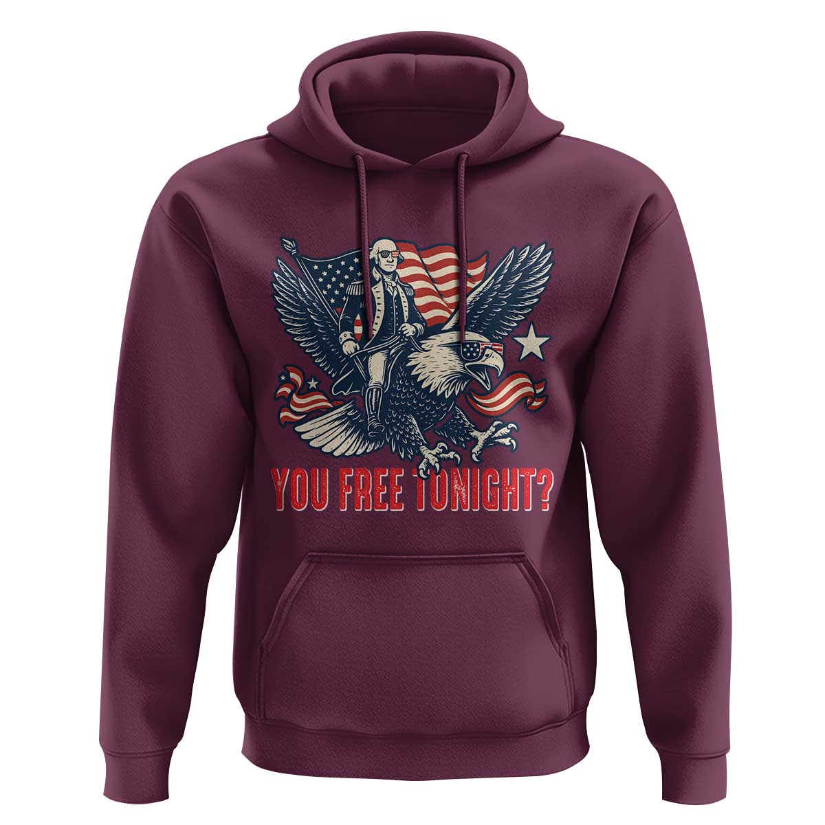 George Washington Rides Bald Eagle Hoodie You Free Tonight Patriotic 4th of July