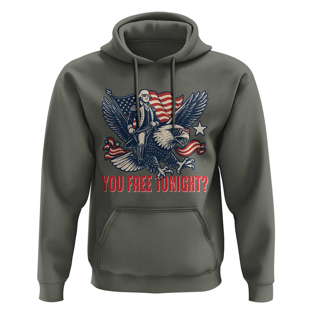 George Washington Rides Bald Eagle Hoodie You Free Tonight Patriotic 4th of July