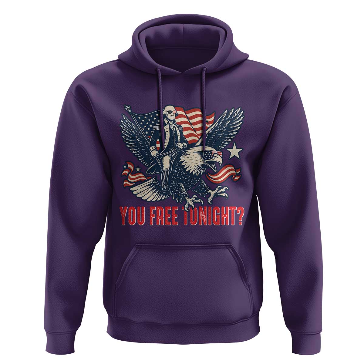 George Washington Rides Bald Eagle Hoodie You Free Tonight Patriotic 4th of July