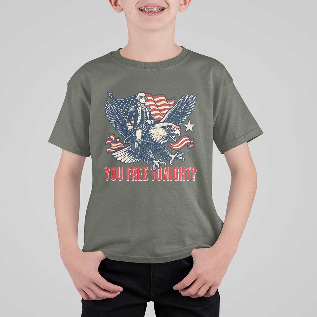 George Washington Rides Bald Eagle T Shirt For Kid You Free Tonight Patriotic 4th of July