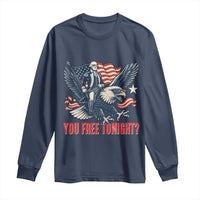 George Washington Rides Bald Eagle Long Sleeve Shirt You Free Tonight Patriotic 4th of July