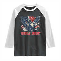 George Washington Rides Bald Eagle Raglan Shirt You Free Tonight Patriotic 4th of July