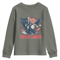 George Washington Rides Bald Eagle Youth Sweatshirt You Free Tonight Patriotic 4th of July