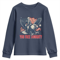 George Washington Rides Bald Eagle Youth Sweatshirt You Free Tonight Patriotic 4th of July