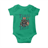 Funny Raccoon Patriotic Baby Onesie Feral But Free 4th Of July American Flag