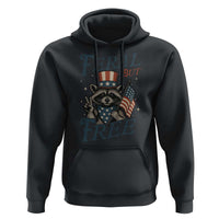 Funny Raccoon Patriotic Hoodie Feral But Free 4th Of July American Flag