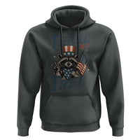 Funny Raccoon Patriotic Hoodie Feral But Free 4th Of July American Flag