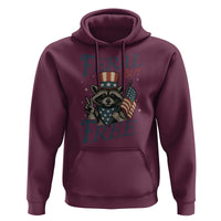 Funny Raccoon Patriotic Hoodie Feral But Free 4th Of July American Flag