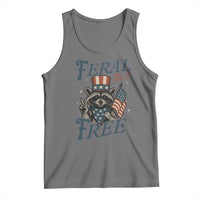 Funny Raccoon Patriotic Tank Top Feral But Free 4th Of July American Flag