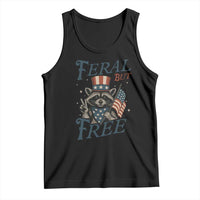 Funny Raccoon Patriotic Tank Top Feral But Free 4th Of July American Flag