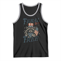 Funny Raccoon Patriotic Tank Top Feral But Free 4th Of July American Flag