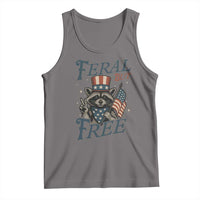 Funny Raccoon Patriotic Tank Top Feral But Free 4th Of July American Flag